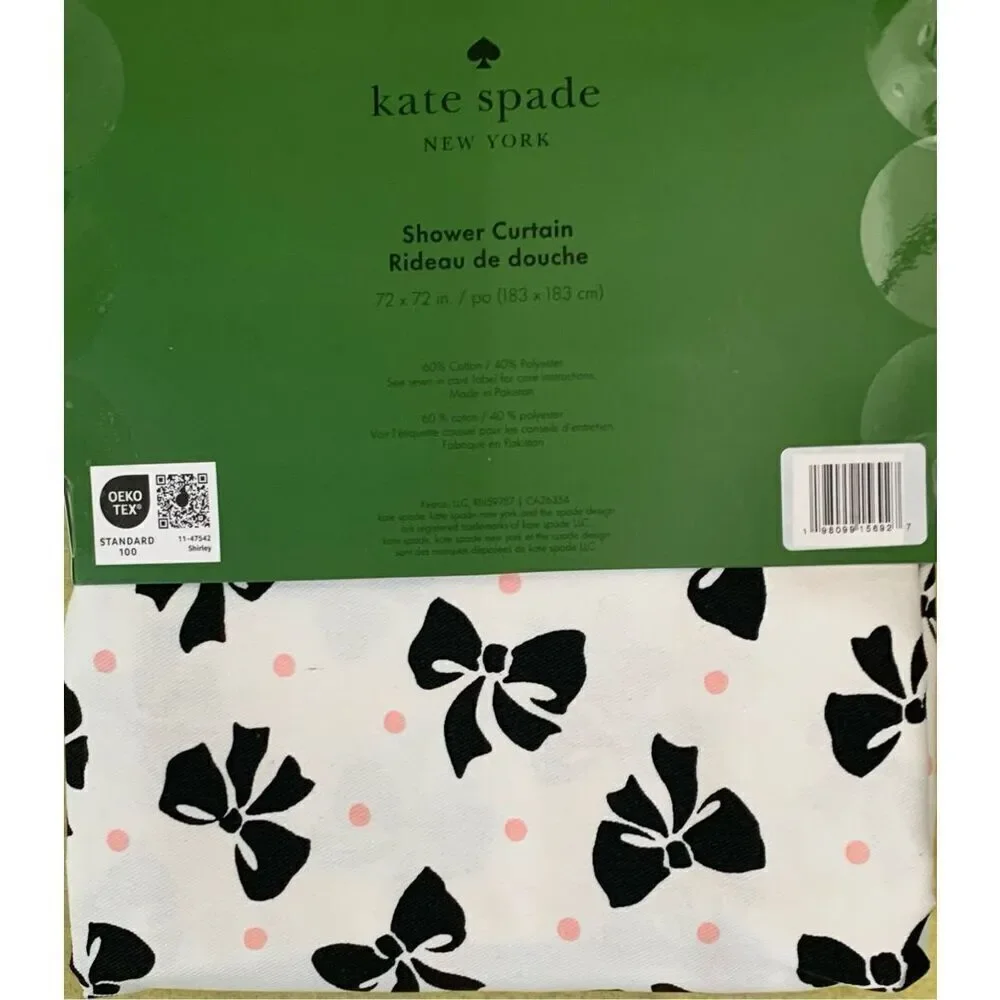 Kate Spade New York Black And White Dots Bow Shower Curtain - Chic Decor 72x72